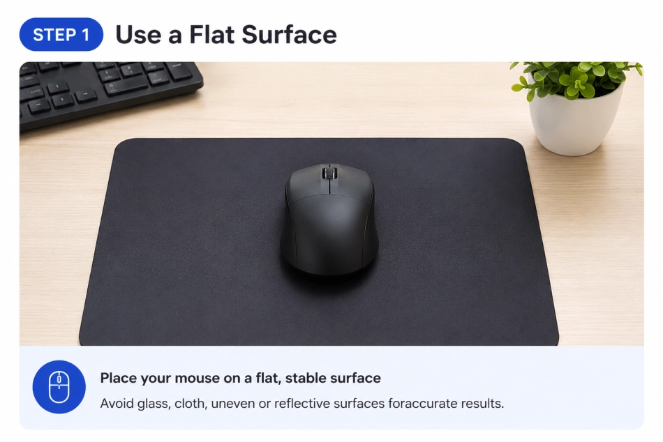 Use a flat surface for your mouse