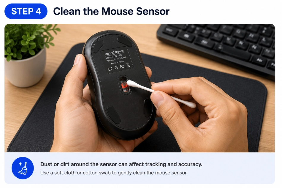 Clean the mouse sensor
